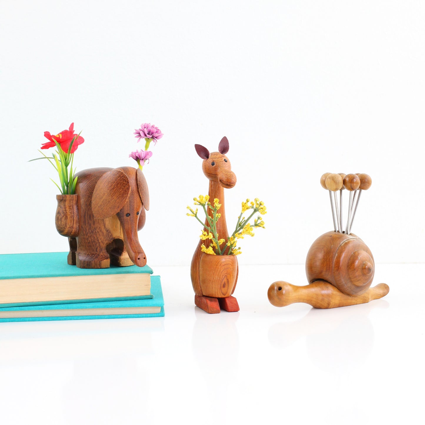 Mid Century Teak Wood Kangaroo Toothpick Holder