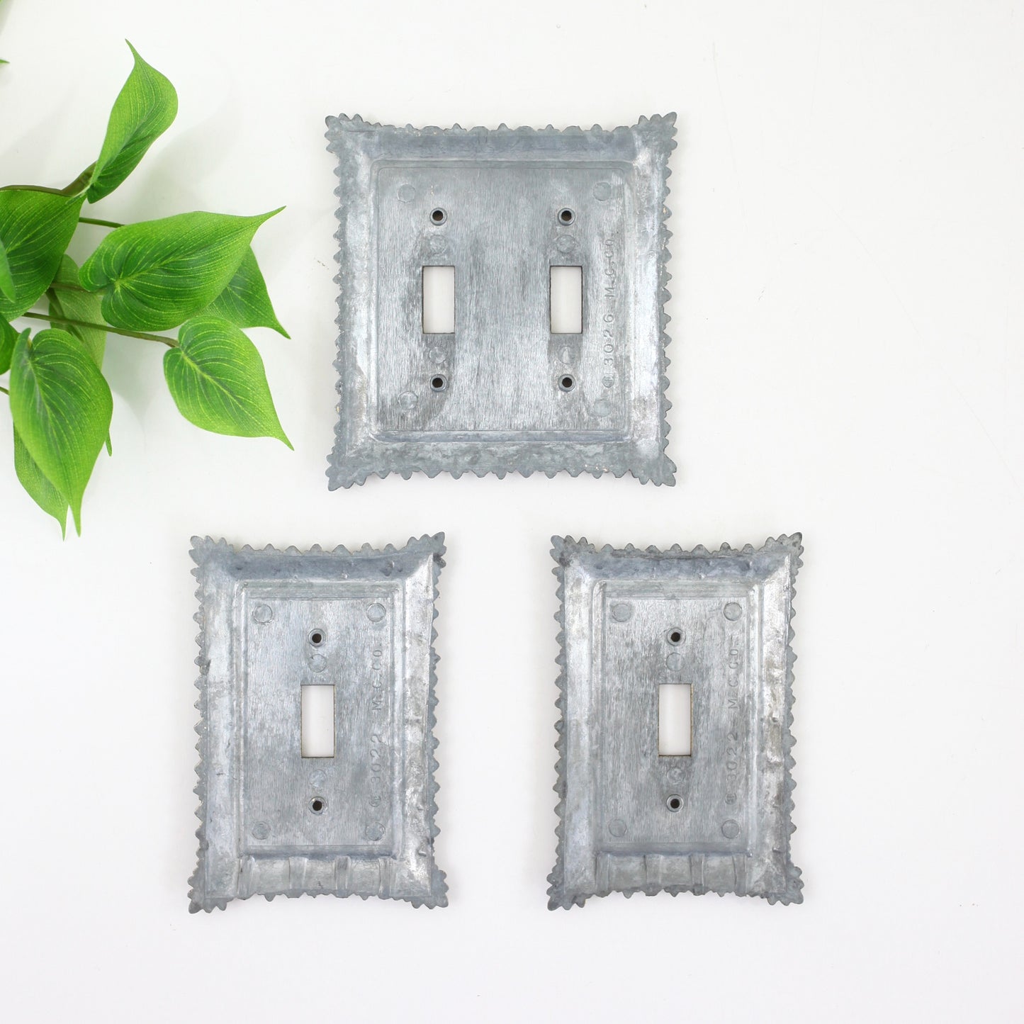 SOLD - Mid Century Brass Switch Plate Covers / Vintage Gold Metal Light Switch Covers