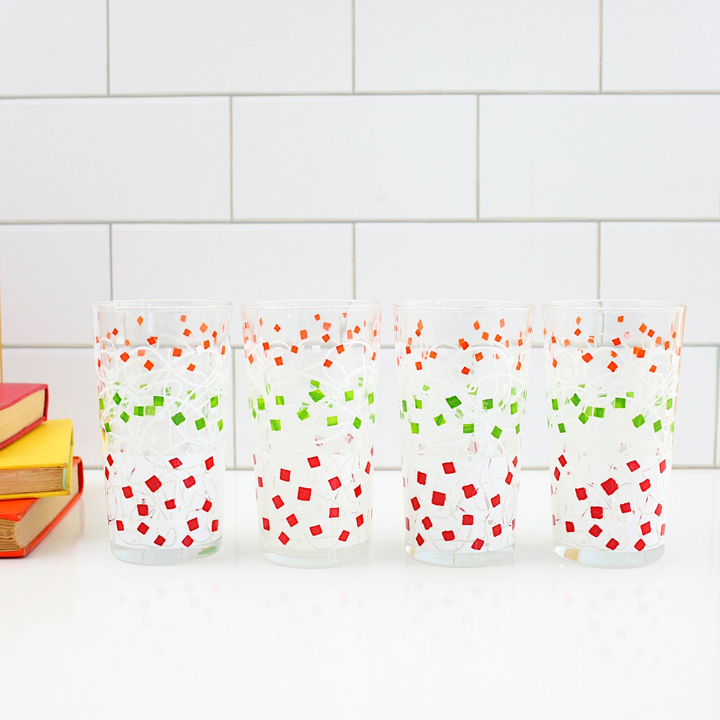 Mid Century Modern Confetti Glasses - Set of 4