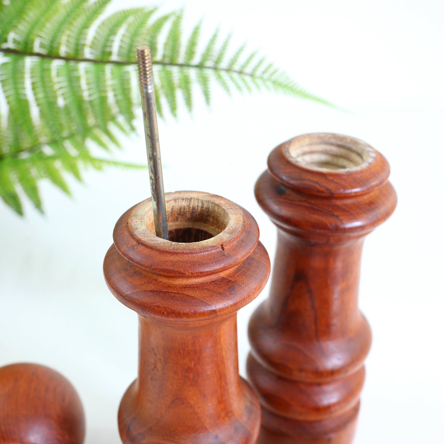 Mid Century Teak Wood Salt & Pepper Mill Set