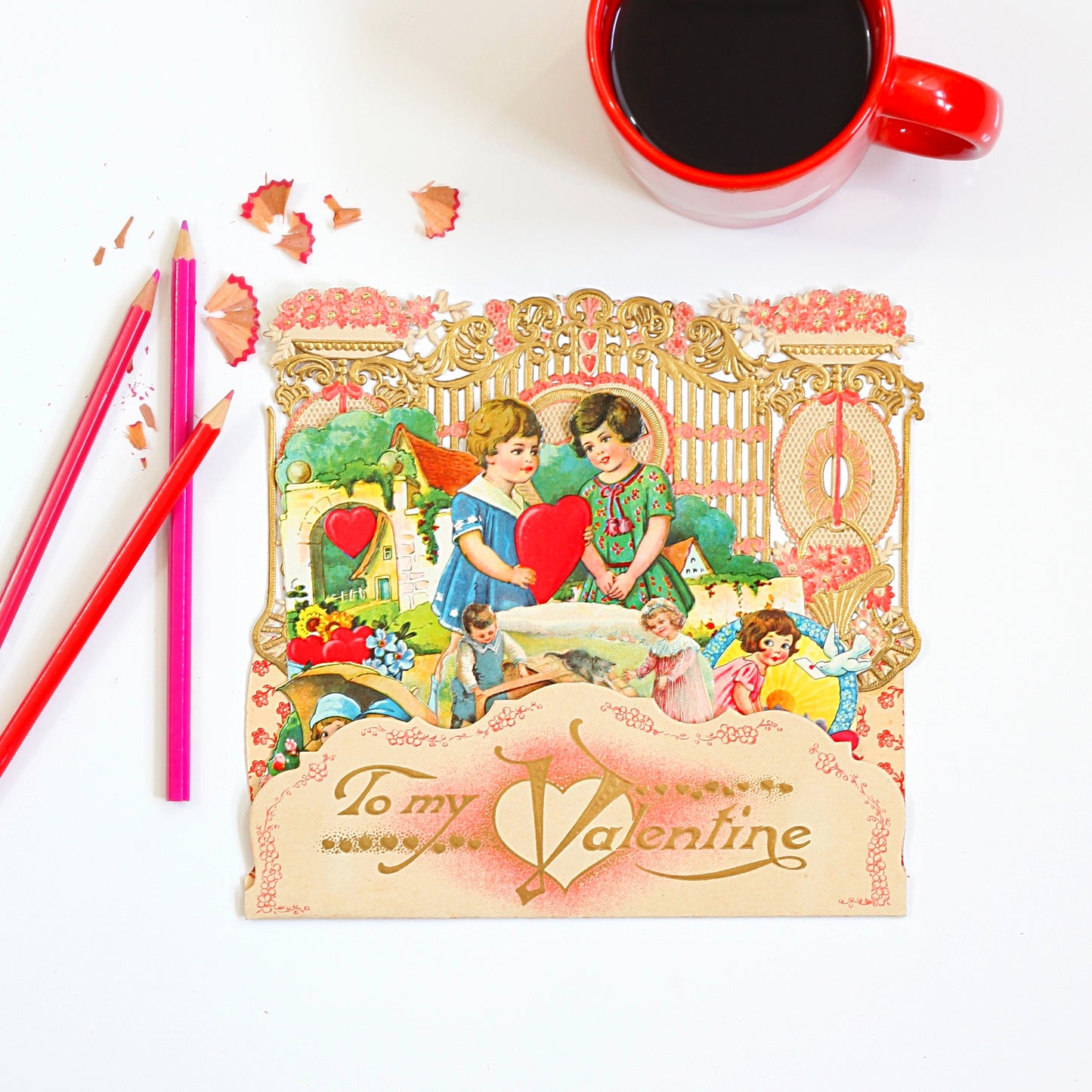 Antique Fold Out Valentine from Germany // To My Valentine