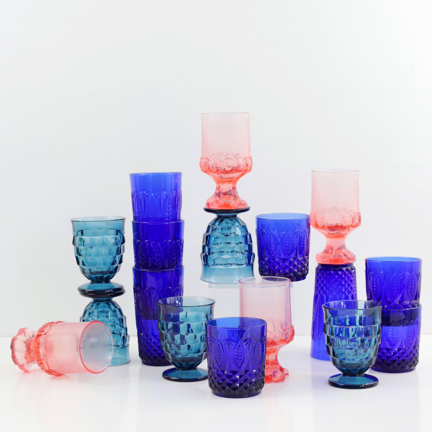 SOLD - Vintage Whitehall Pedestal Glasses in Riviera Blue
