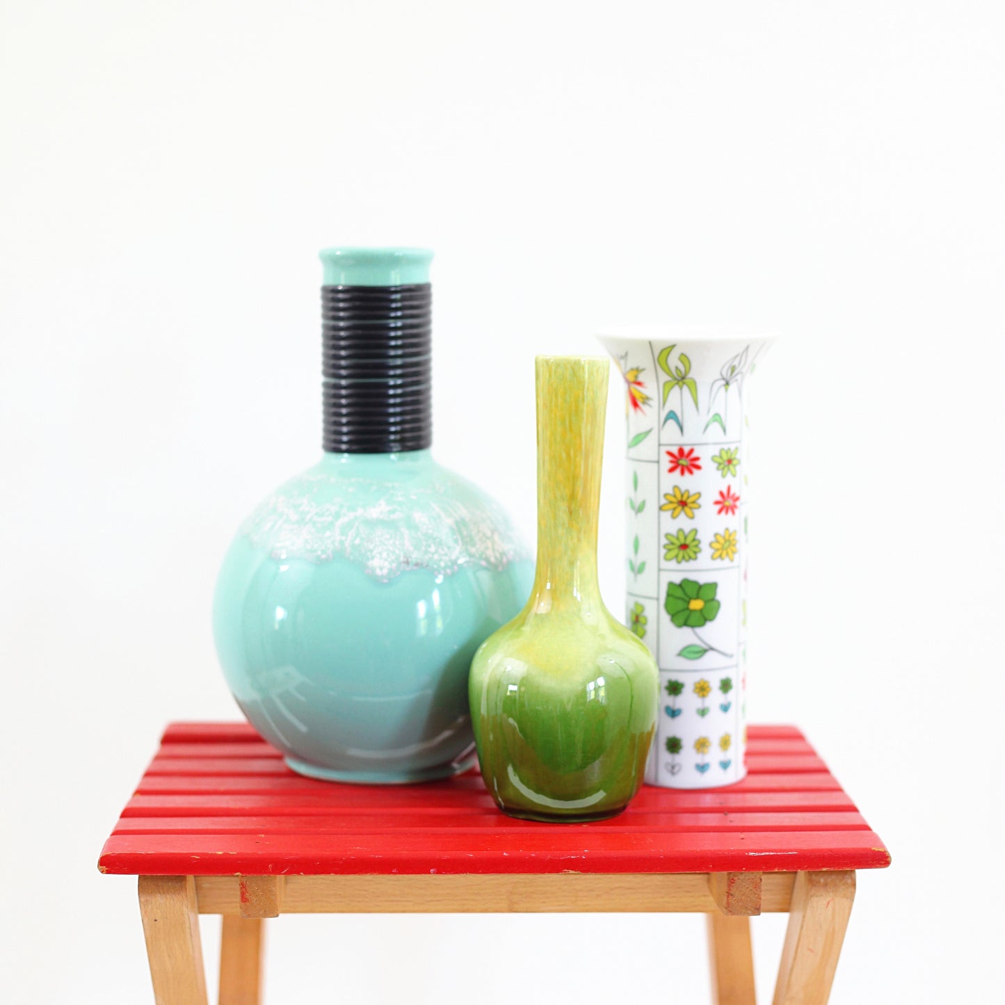 SOLD - Mid Century Aqua Drip Glaze Vase