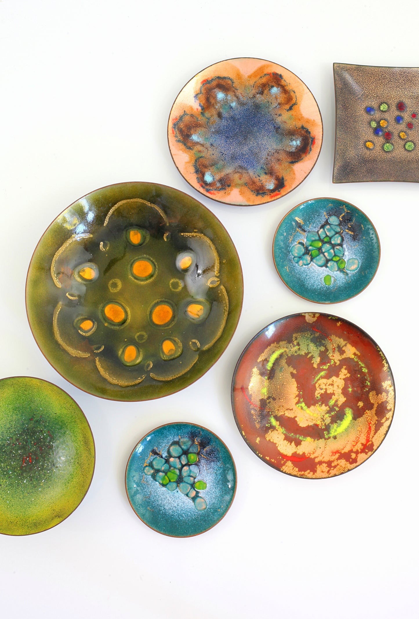 SOLD - Mid Century Modern Enamel Copper Dish