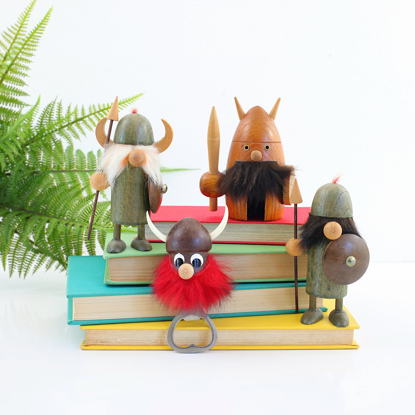 SOLD - Pair of Vintage Wood Viking Figurines