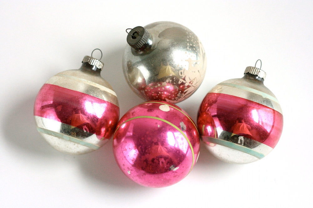 SOLD - Mid Century Shiny Brite Mercury Glass Ornaments