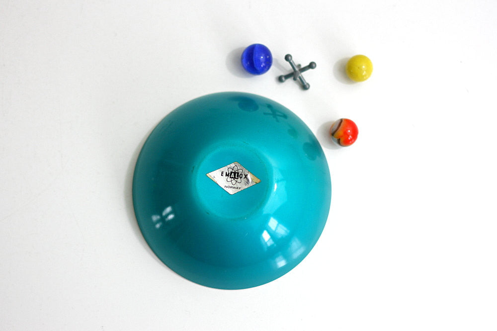 SOLD - Mid Century Modern Turquoise Blue Emalox Anodized Aluminum Bowl from Norway