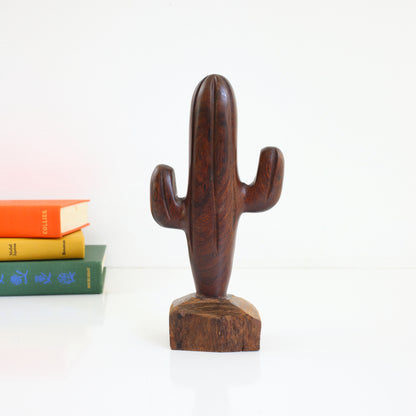 Vintage Carved Wood Cactus