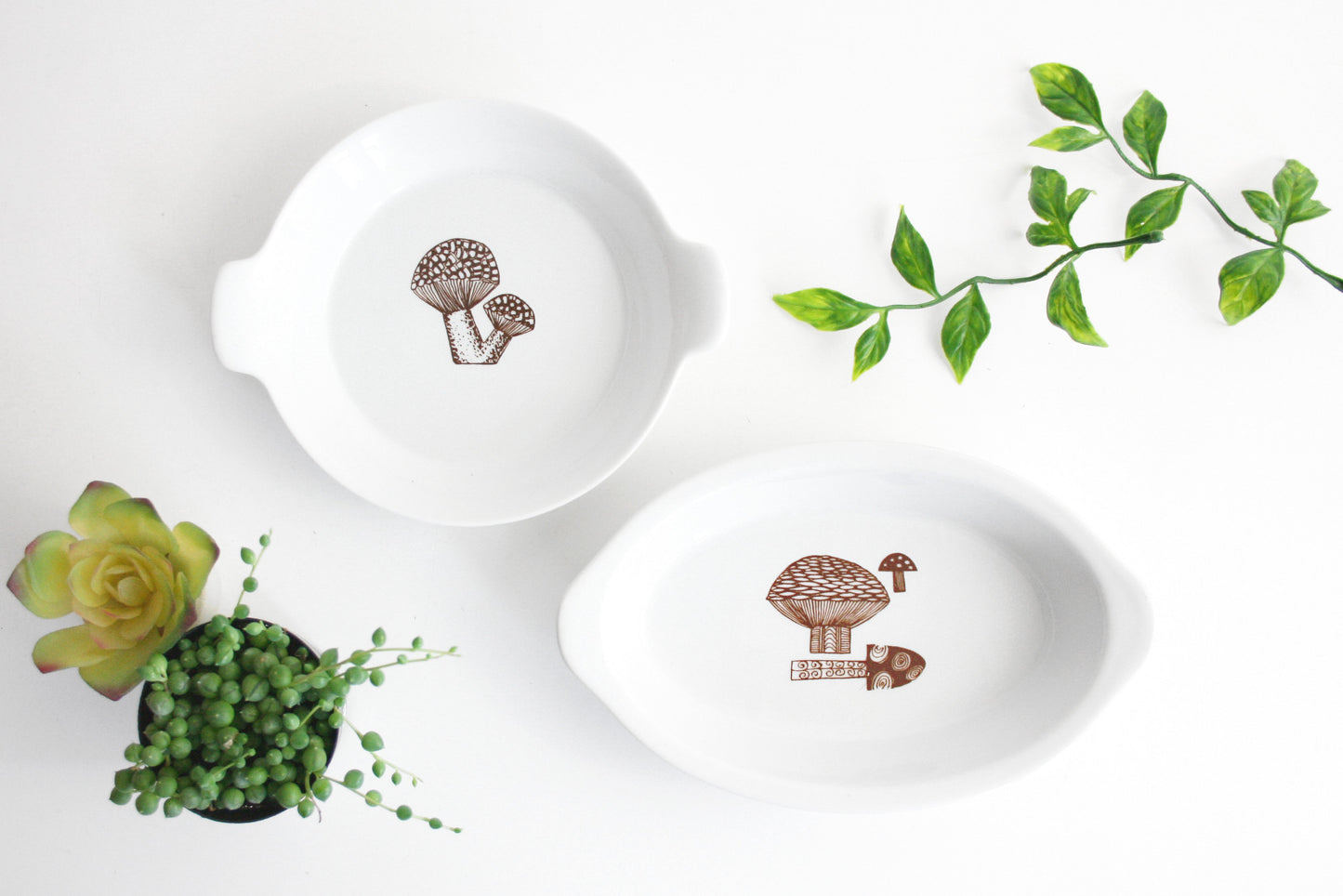 SOLD - Danish Modern Mushroom Dishes by Kaj Franck for Finel Arabia