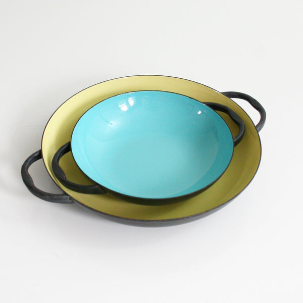 SOLD Danish Modern Krenit Enamel Paella Pans Wise Apple Vintage