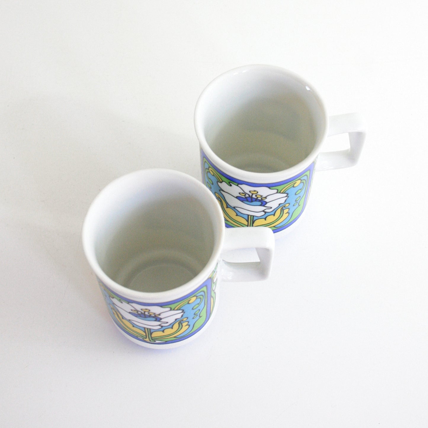 SOLD - Mid Century Modern Flower Mugs