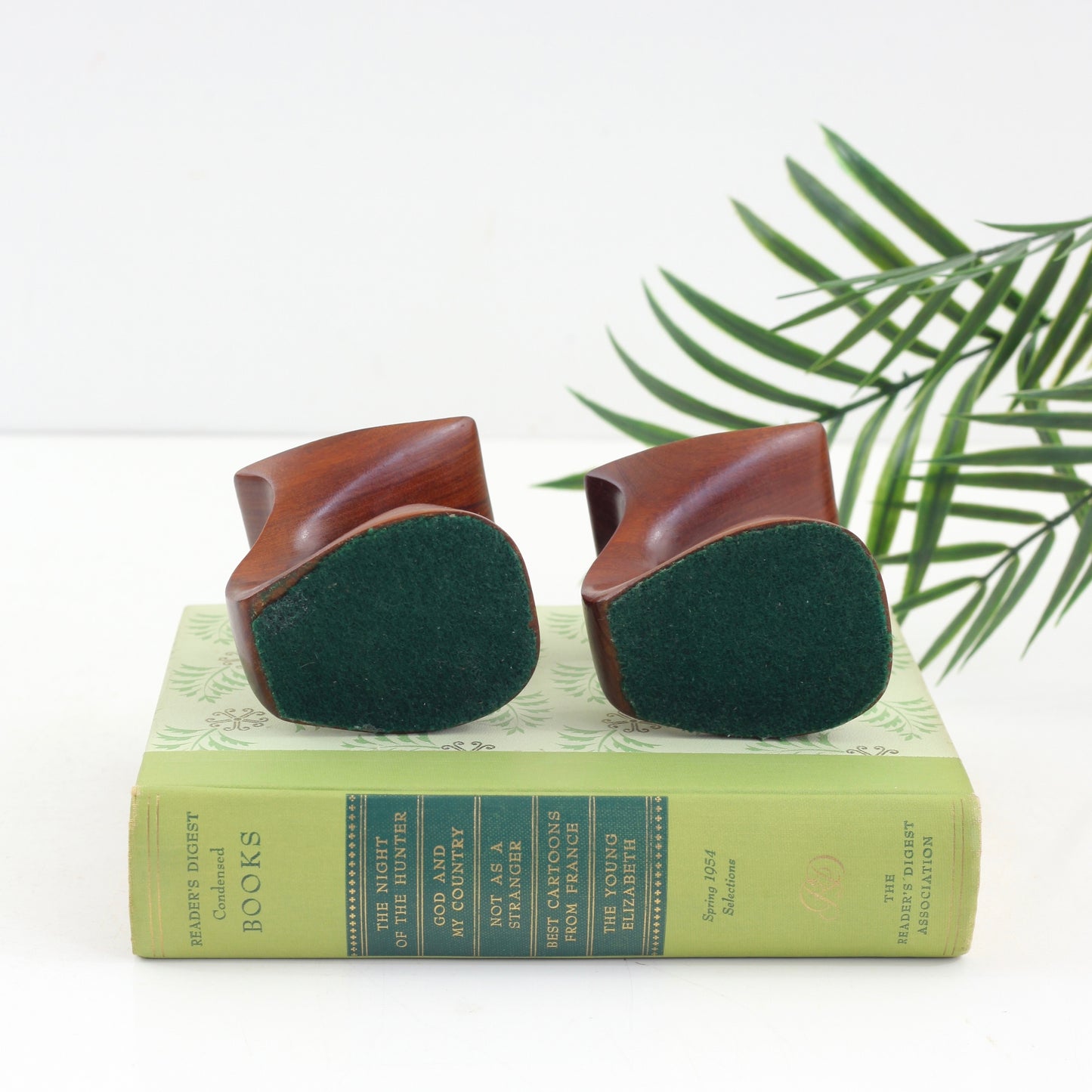 SOLD - Mid Century Modern Modernist Wood & Brass Candlesticks