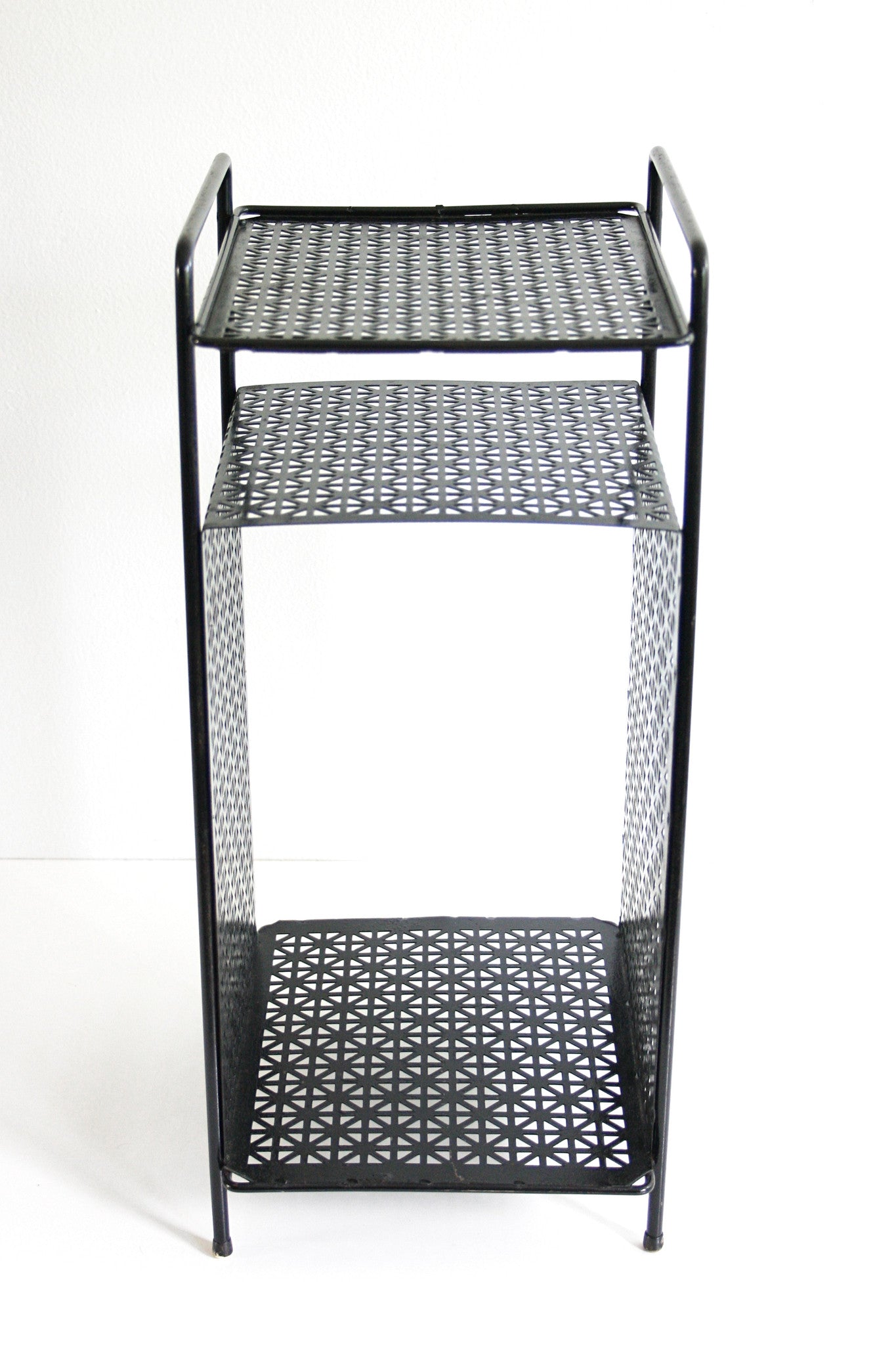 SOLD - Mid Century Modern Black Metal Plant Stand / Vintage Telephone Table