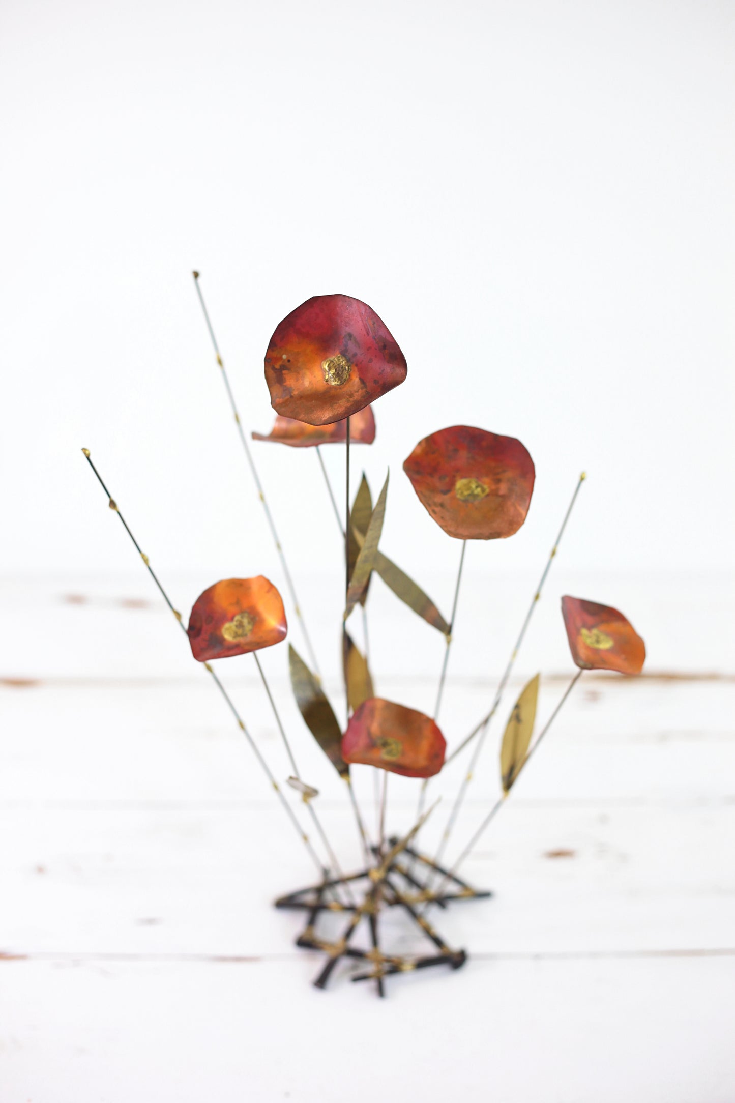 SOLD - Mid Century Brutalist Metal Flower Sculpture