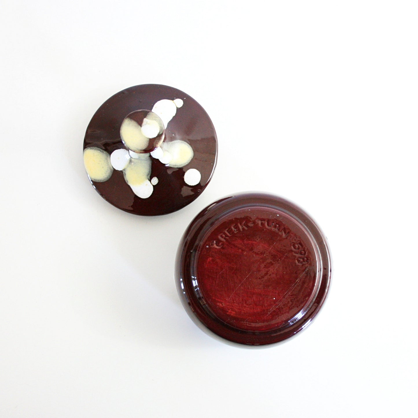 SOLD - Mid Century Modern Brown Ceramic Drip Glaze Trinket Jar