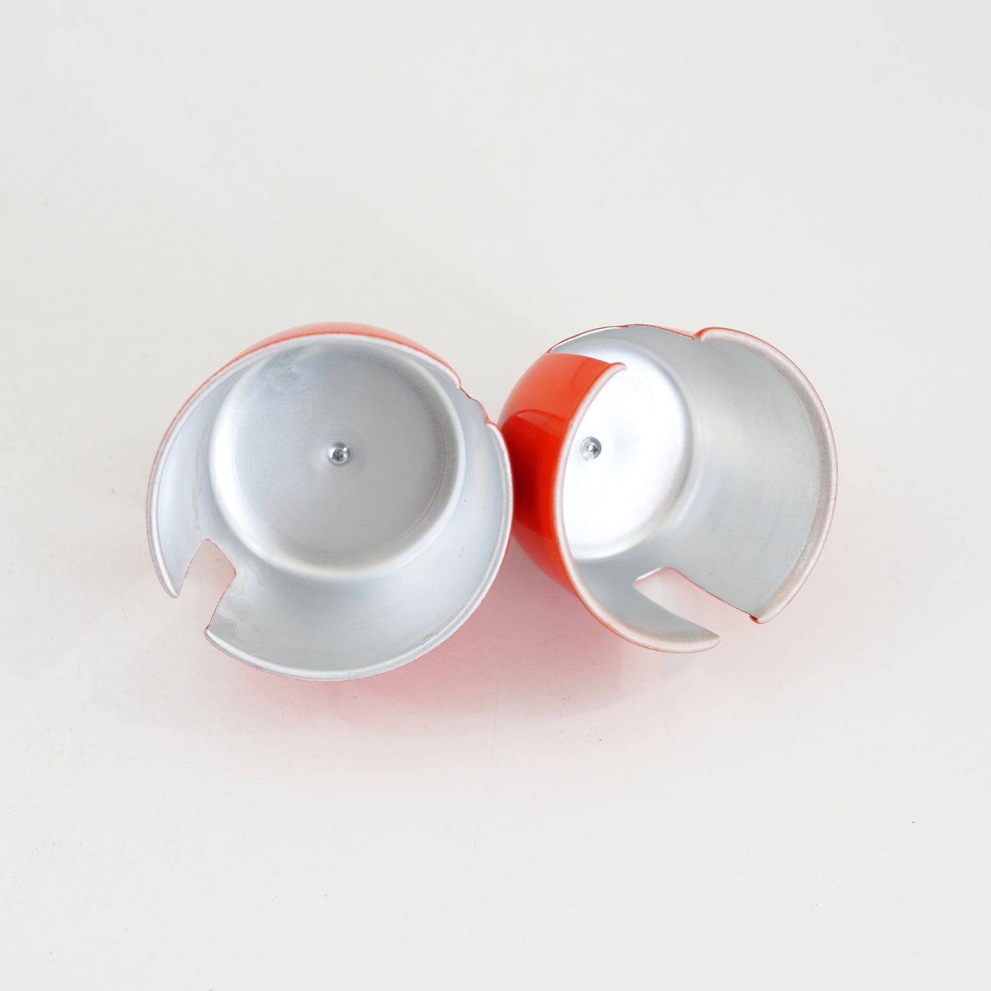 SOLD - Mid Century Modern Cream & Sugar Set with Orange Aluminum Cozies