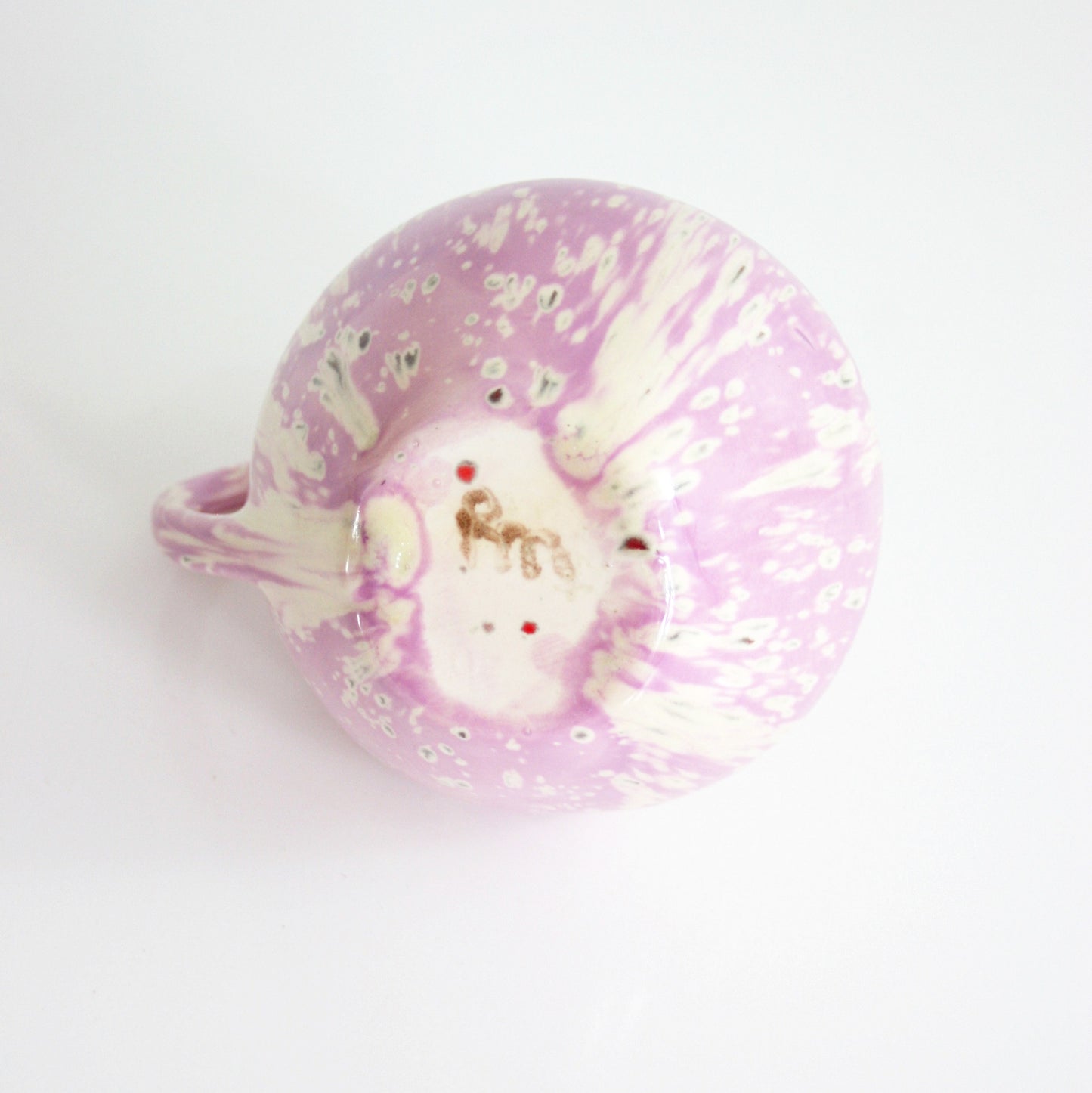 SOLD - Mid Century Modern Pink Speckled Ceramic Drip Glaze Vase