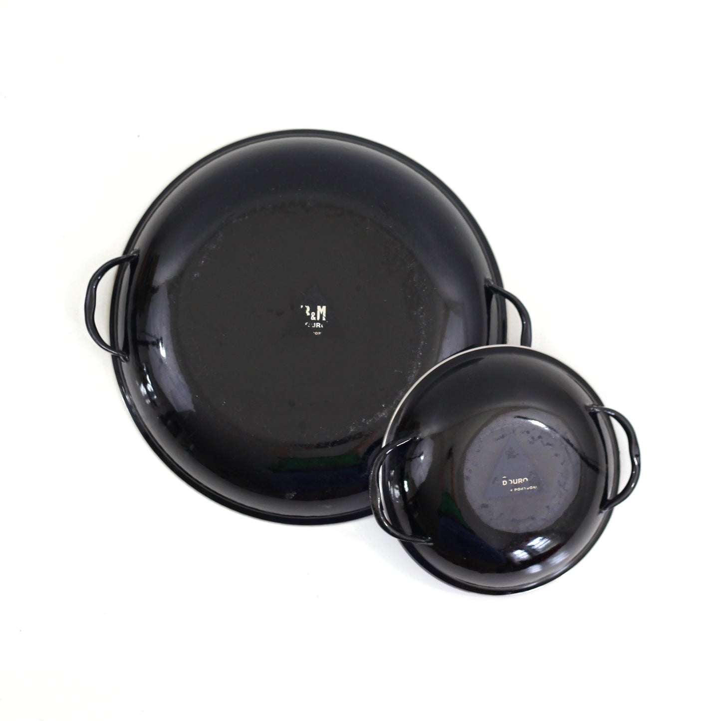 SOLD - Mid Century Enamel Paella Pans by B&M Duoro