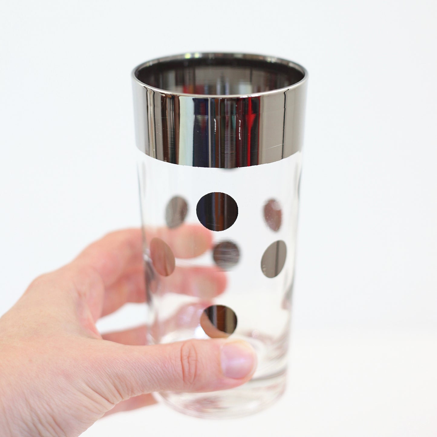SOLD - Mid Century Silver Polka Dot Glasses