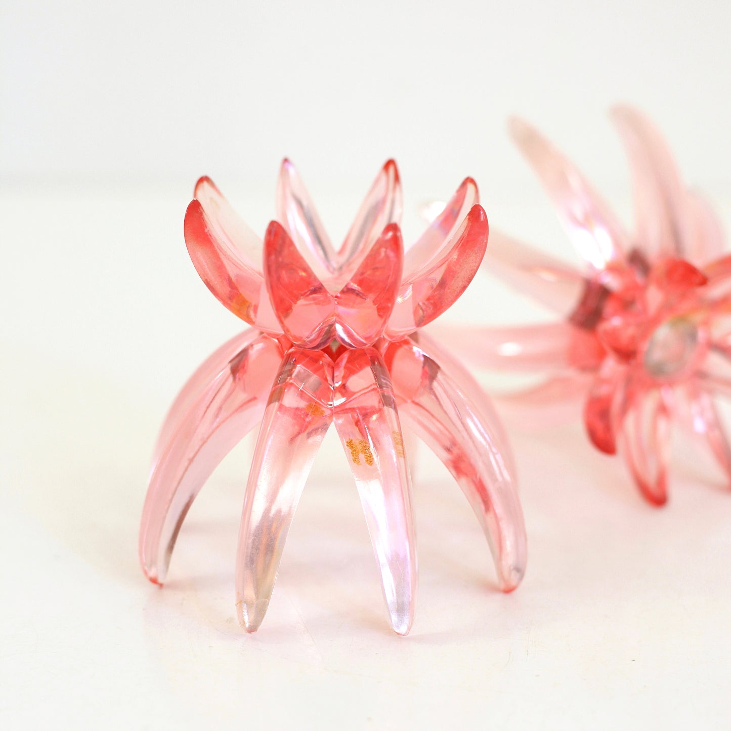 SOLD - Mid Century Modern Pink Lucite Friedel Candlesticks