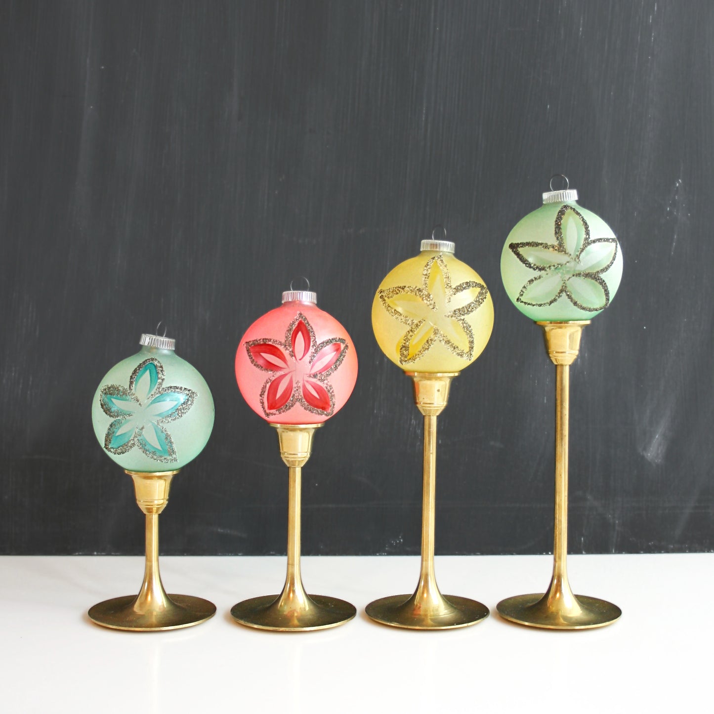 SOLD - Mid Century Pastel Christmas Ornaments