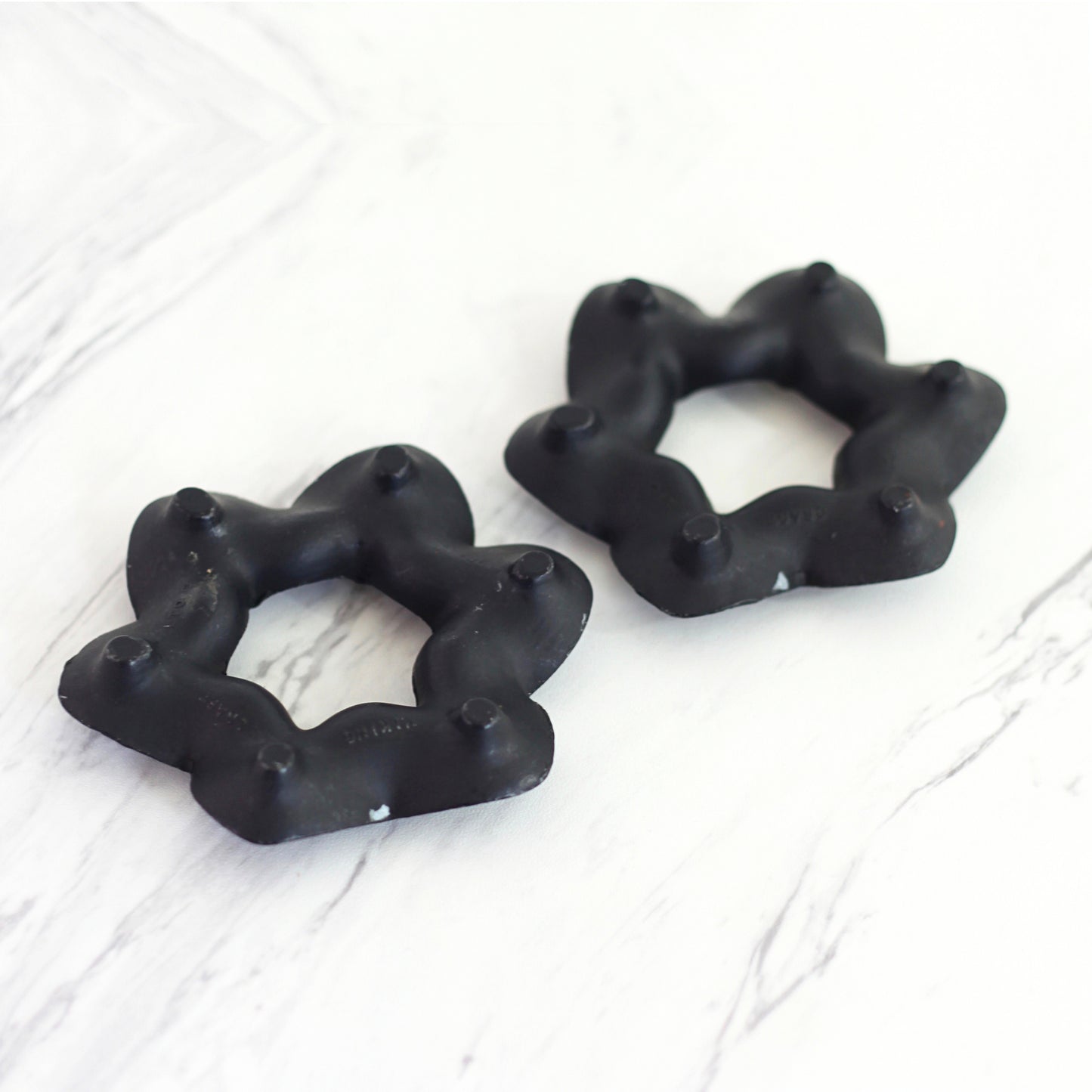 SOLD - Danish Modern Cast Metal Candle Holders / Tiny Taper Flower Candle Holders