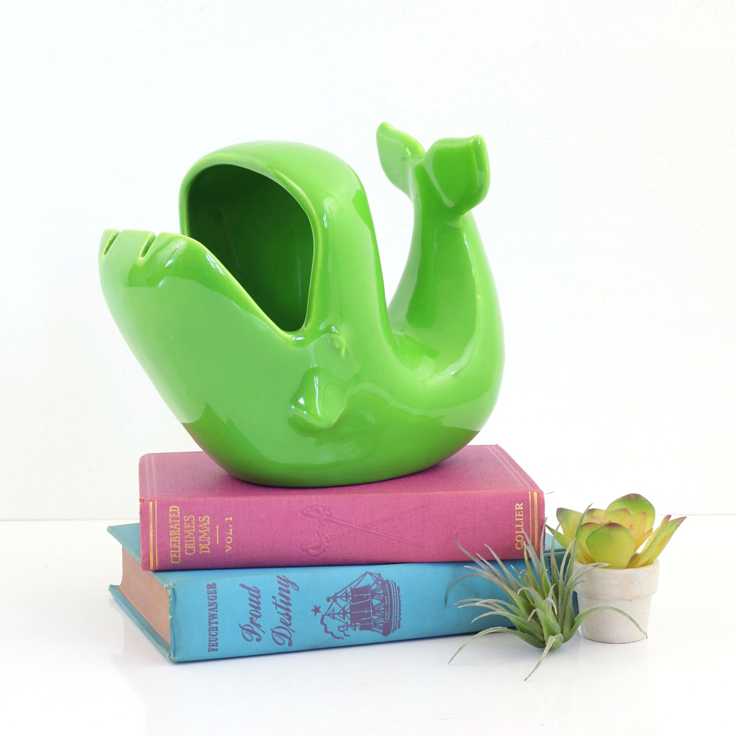 SOLD - Mid Century Modern Vohann of California Lime Green Whale Ashtray
