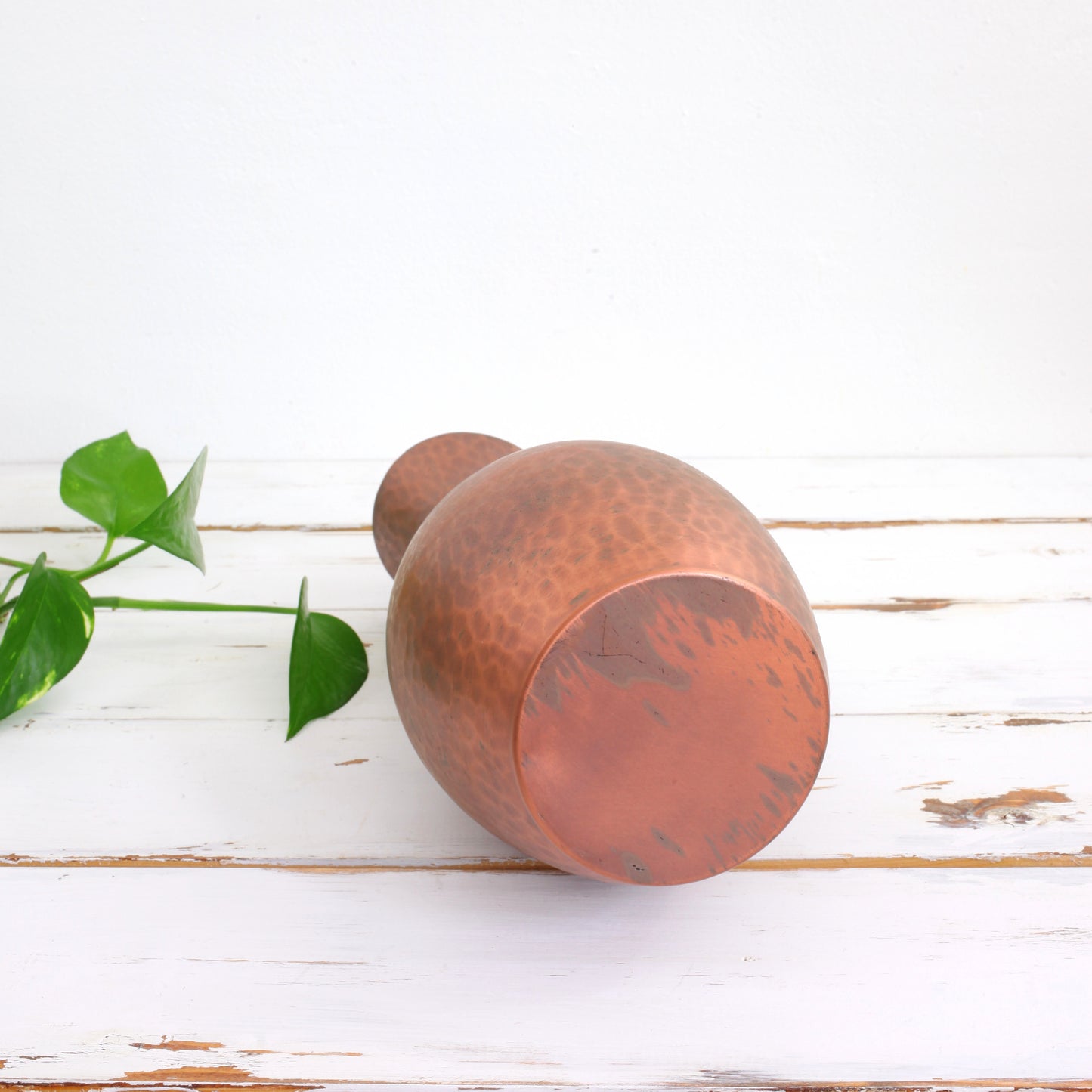 Mid Century Modern Hammered Copper Pitcher & Plate