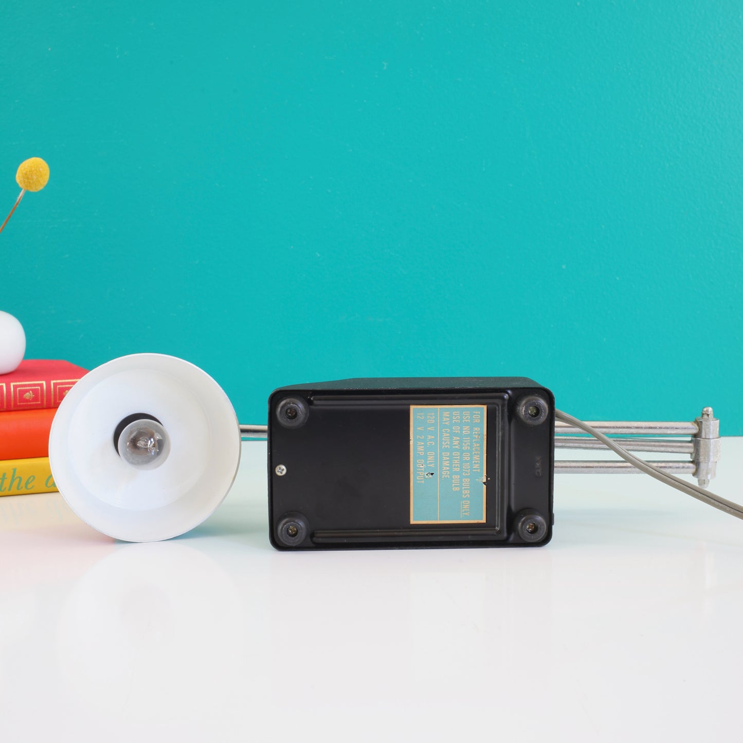 SOLD - Mid Century 'Transformer Powered' Adjustable Black & Chrome Desk Lamp