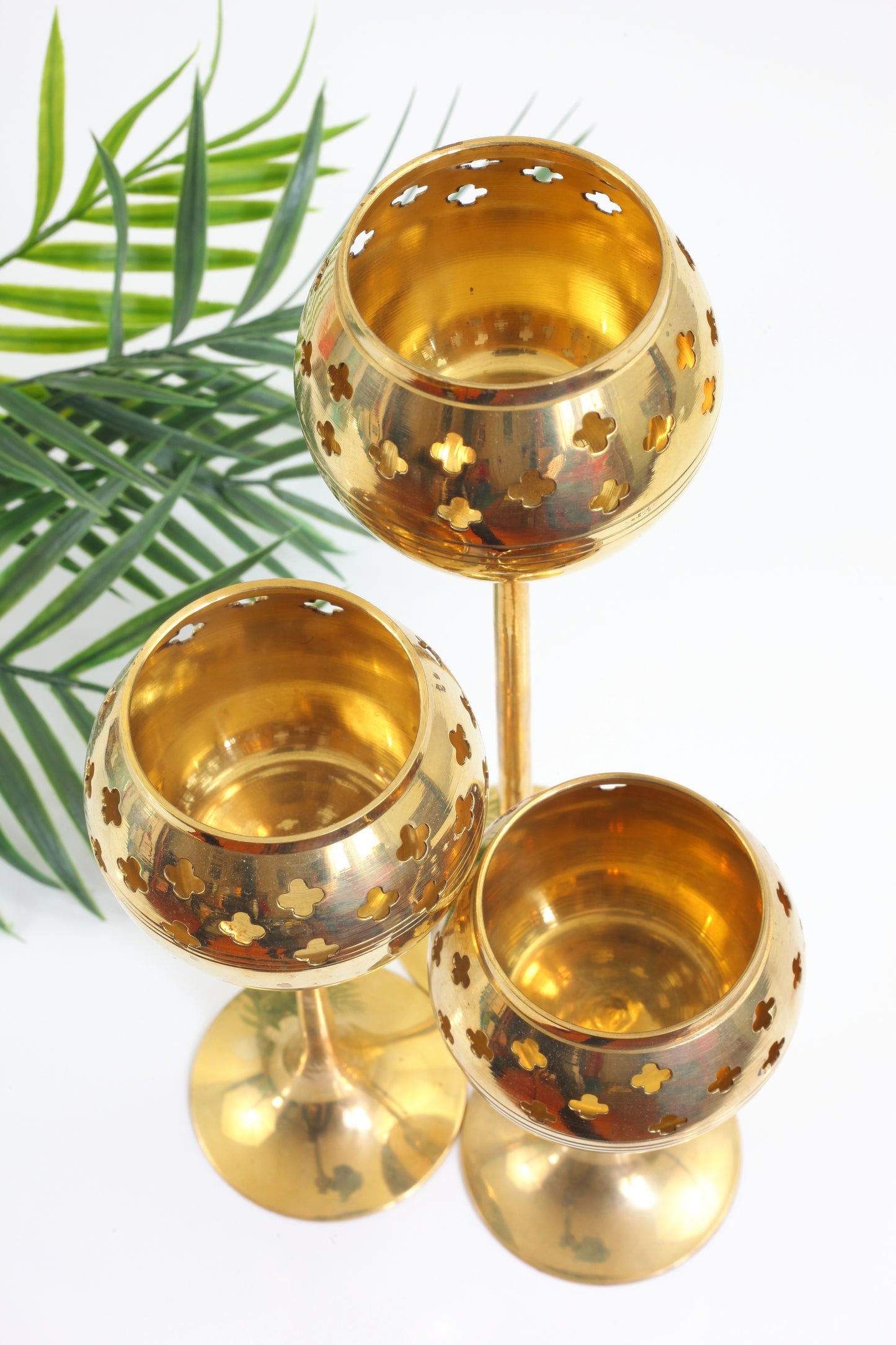 SOLD - Mid Century Graduated Brass Candle Holders