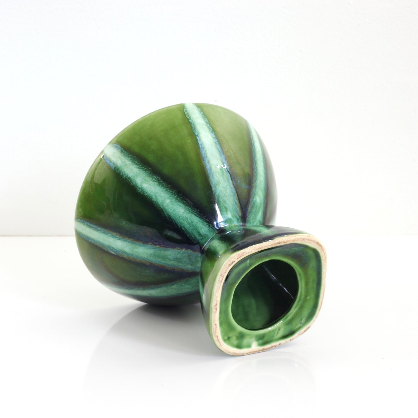 SOLD - Mid Century Modern Emerald Green Reactive Glaze Pedestal Planter