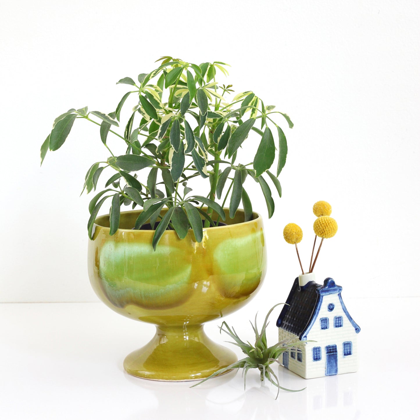 SOLD - Mid Century Modern Chartreuse Pedestal Planter