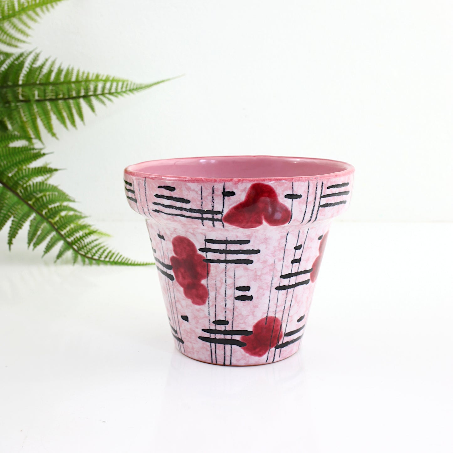 Mid Century Modern Pink Abstract Planter from Italy