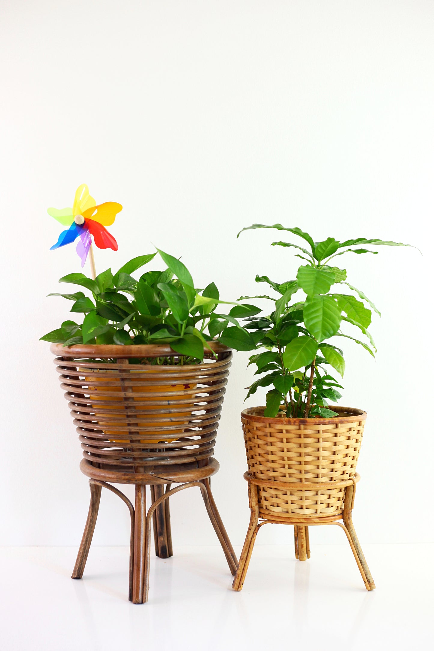 SOLD - Vintage Rattan Plant Stand