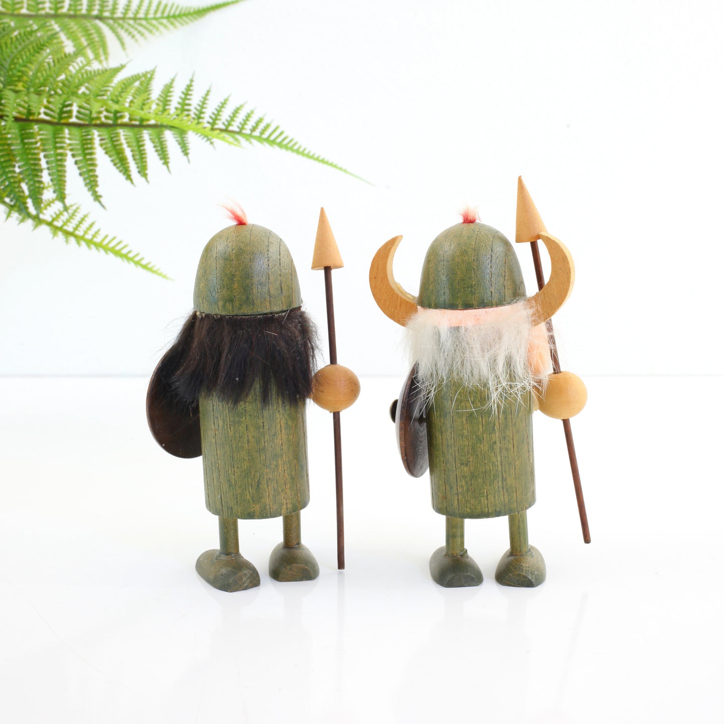 SOLD - Pair of Vintage Wood Viking Figurines