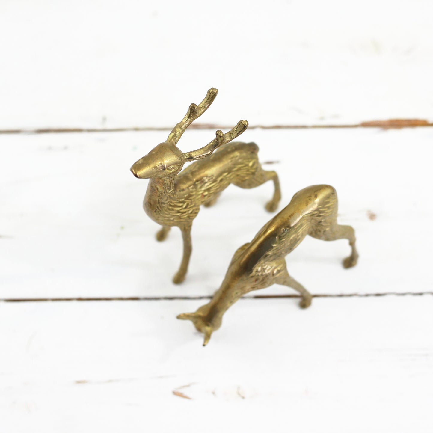 SOLD - Mid Century Modern Brass Deer Pair