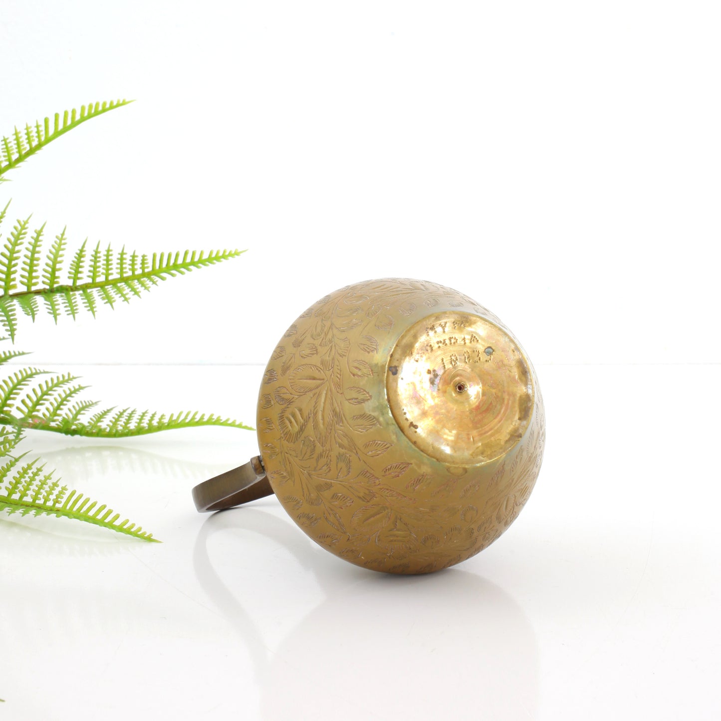 SOLD - Vintage Etched Brass Pitcher