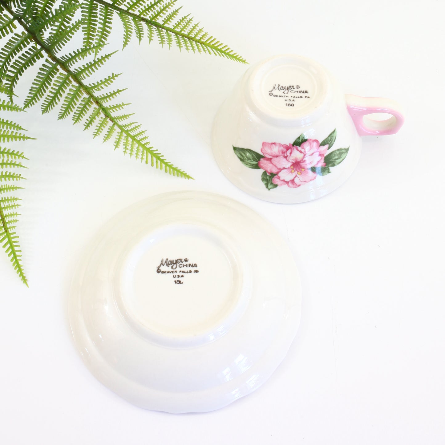 SOLD - Vintage Greenbrier Pink Rhododendron Cup & Saucer