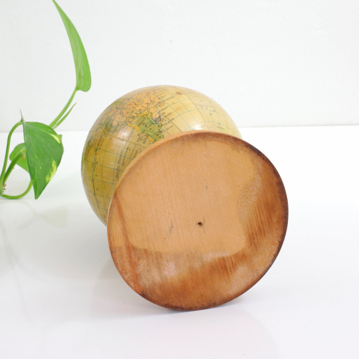 SOLD - Vintage 1950s German Globe with Wood Base / Made in GDR