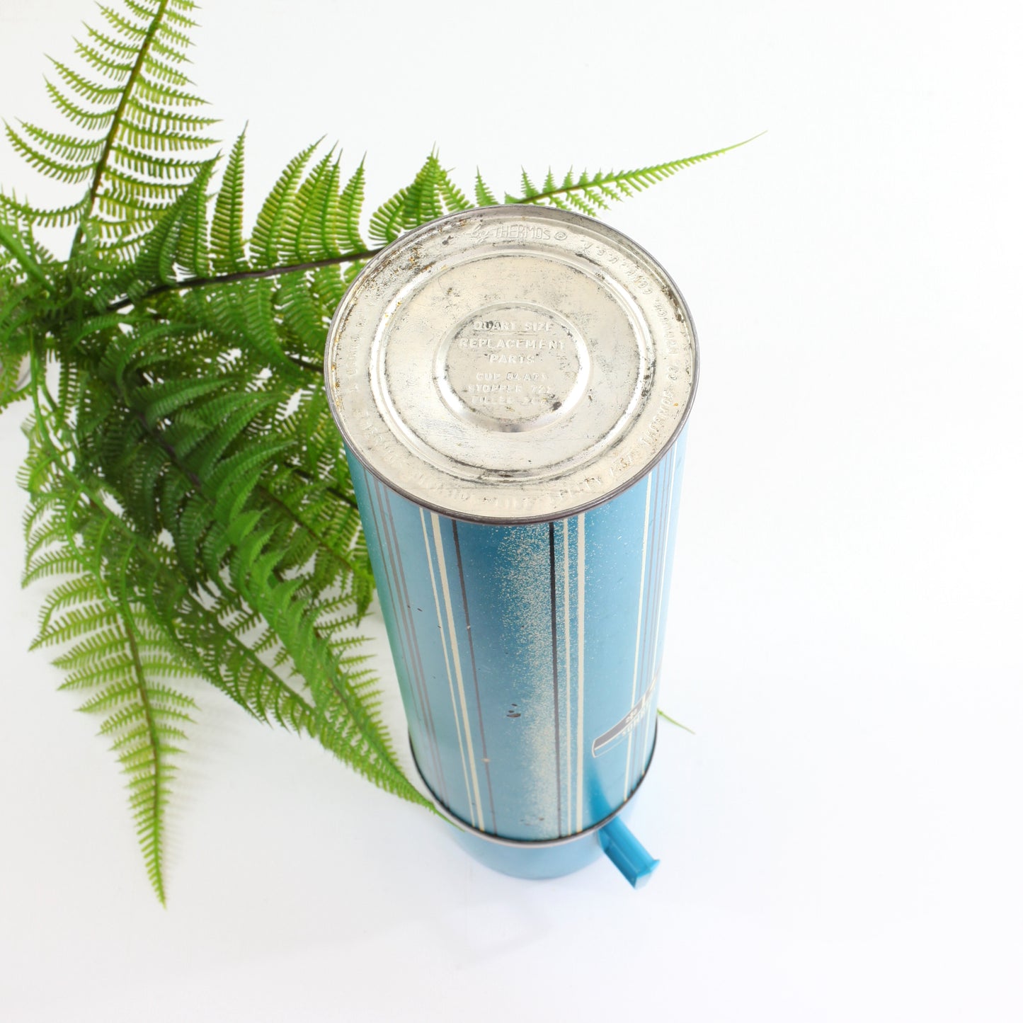 SOLD - Vintage 1969 Blue Stripe Thermos / Quart Size