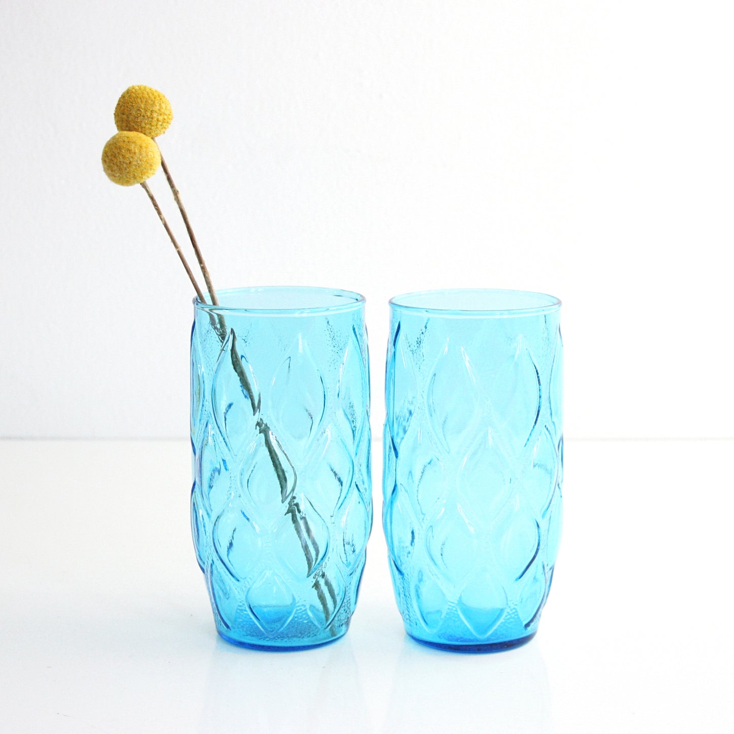 SOLD - Mid Century Turquoise Madrid Glasses by Anchor Hocking
