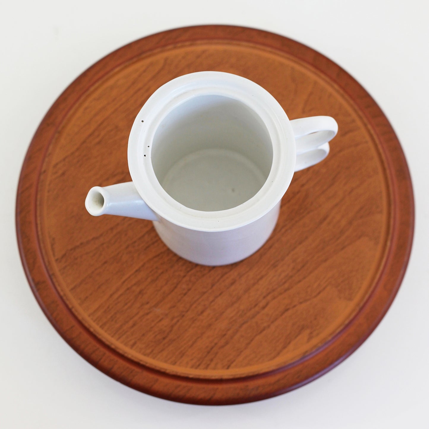 SOLD - Bennington Potters White Trigger Handle Teapot