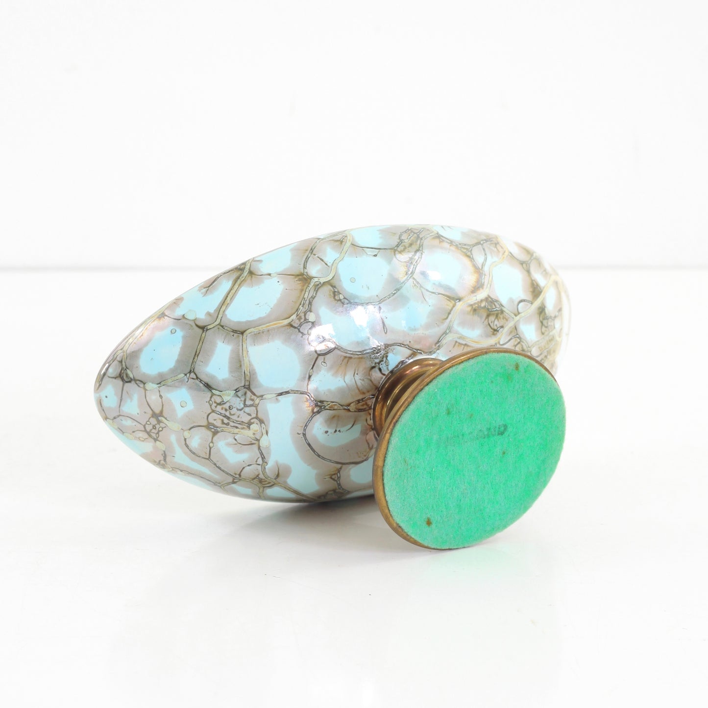 SOLD - Vintage Brass & Ceramic Delft Holland Pedestal Dish