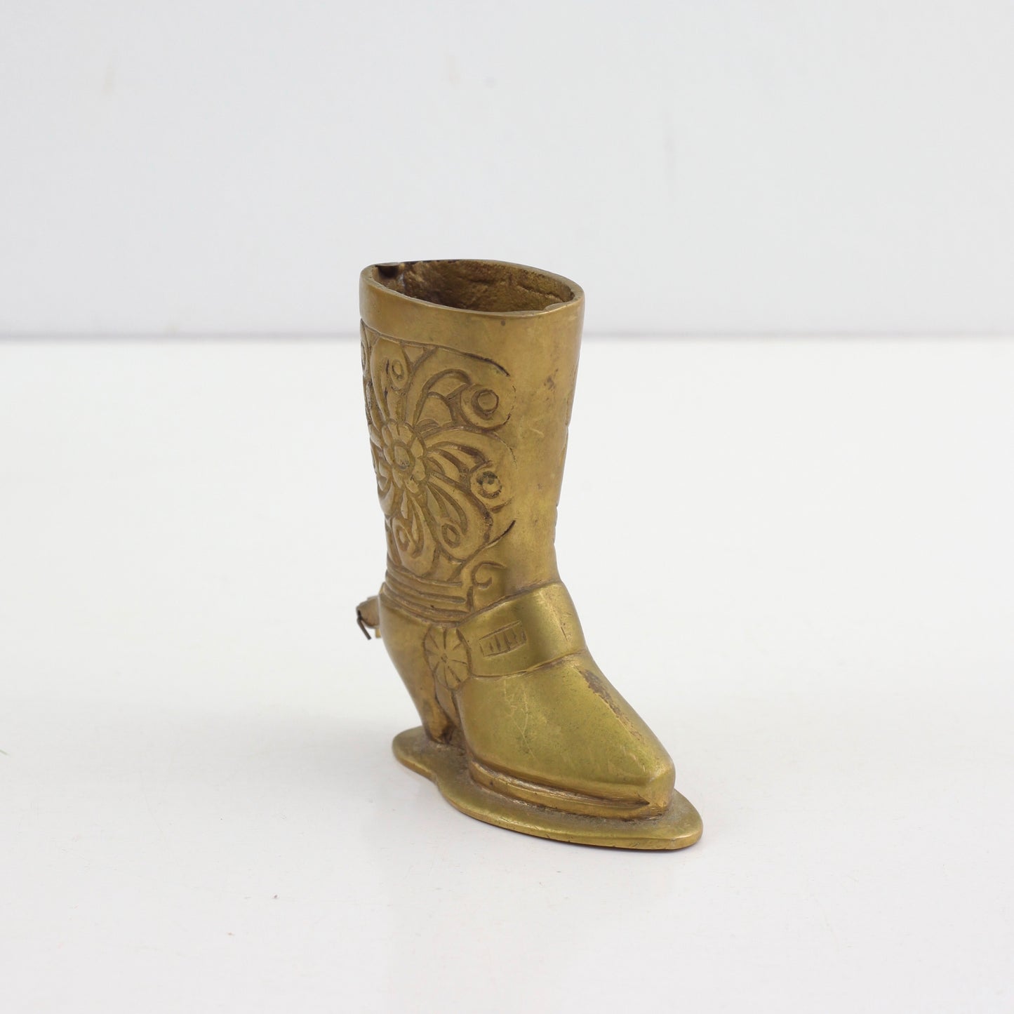 SOLD - Vintage Brass Cowboy Boot Pencil Holder