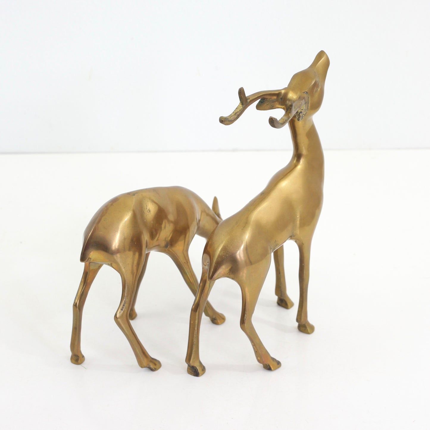 SOLD - Mid Century Modern Brass Deer Pair