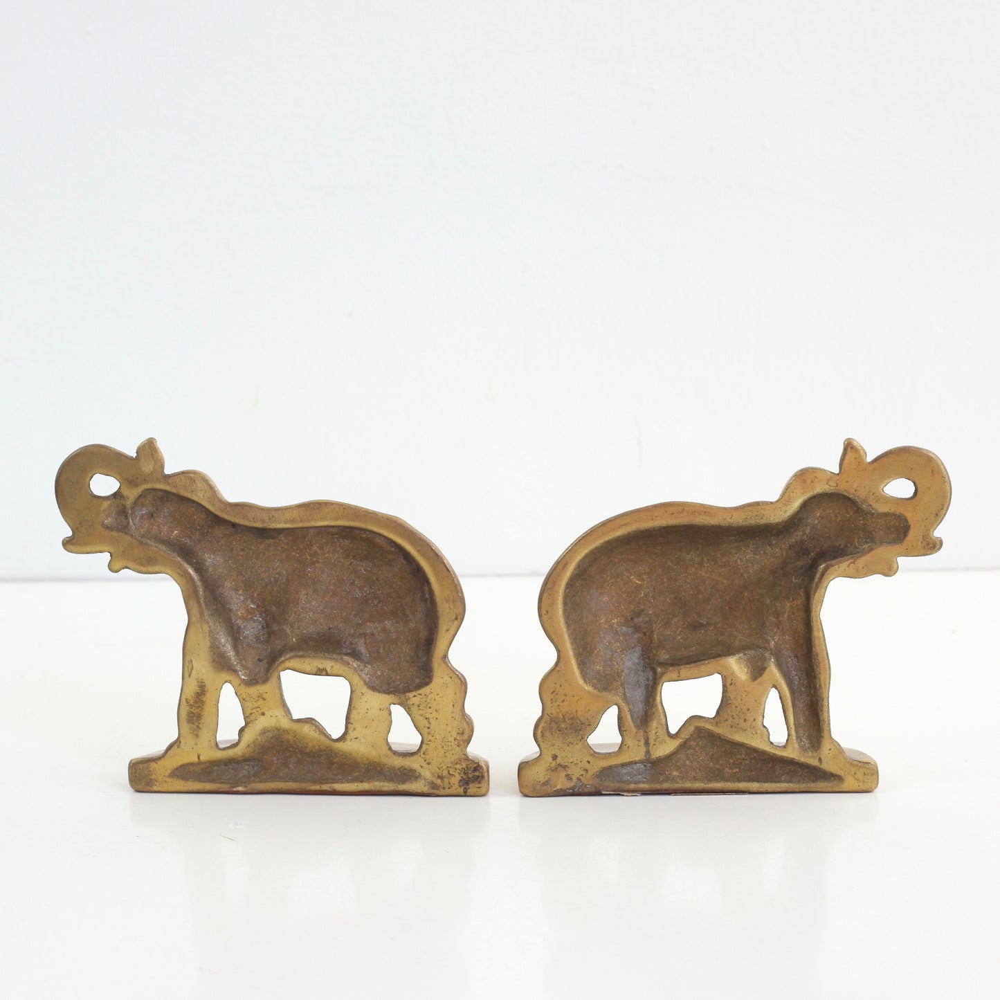 SOLD - Vintage Brass Elephant Bookends