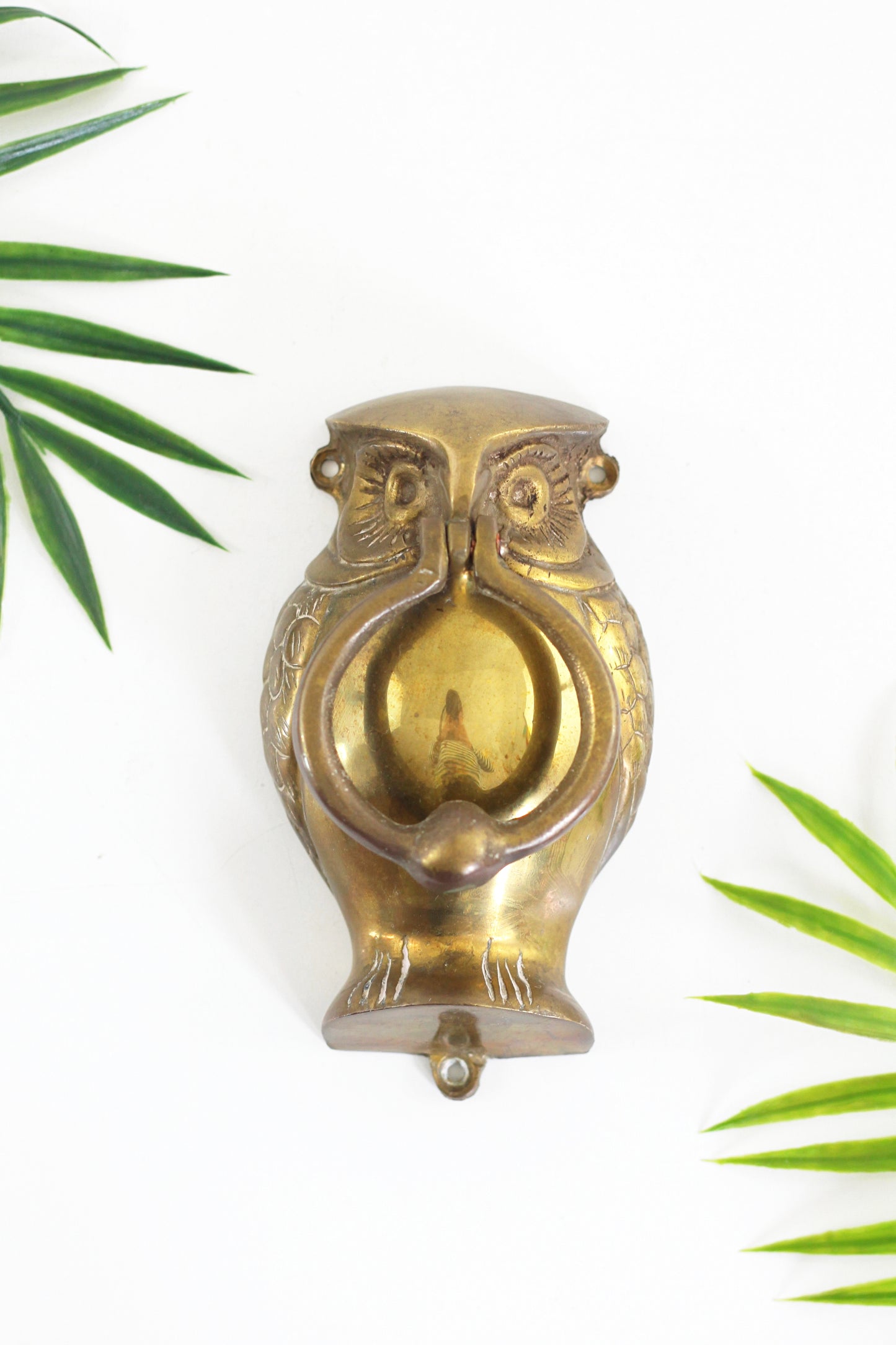 SOLD - Vintage Brass Owl Door Knocker