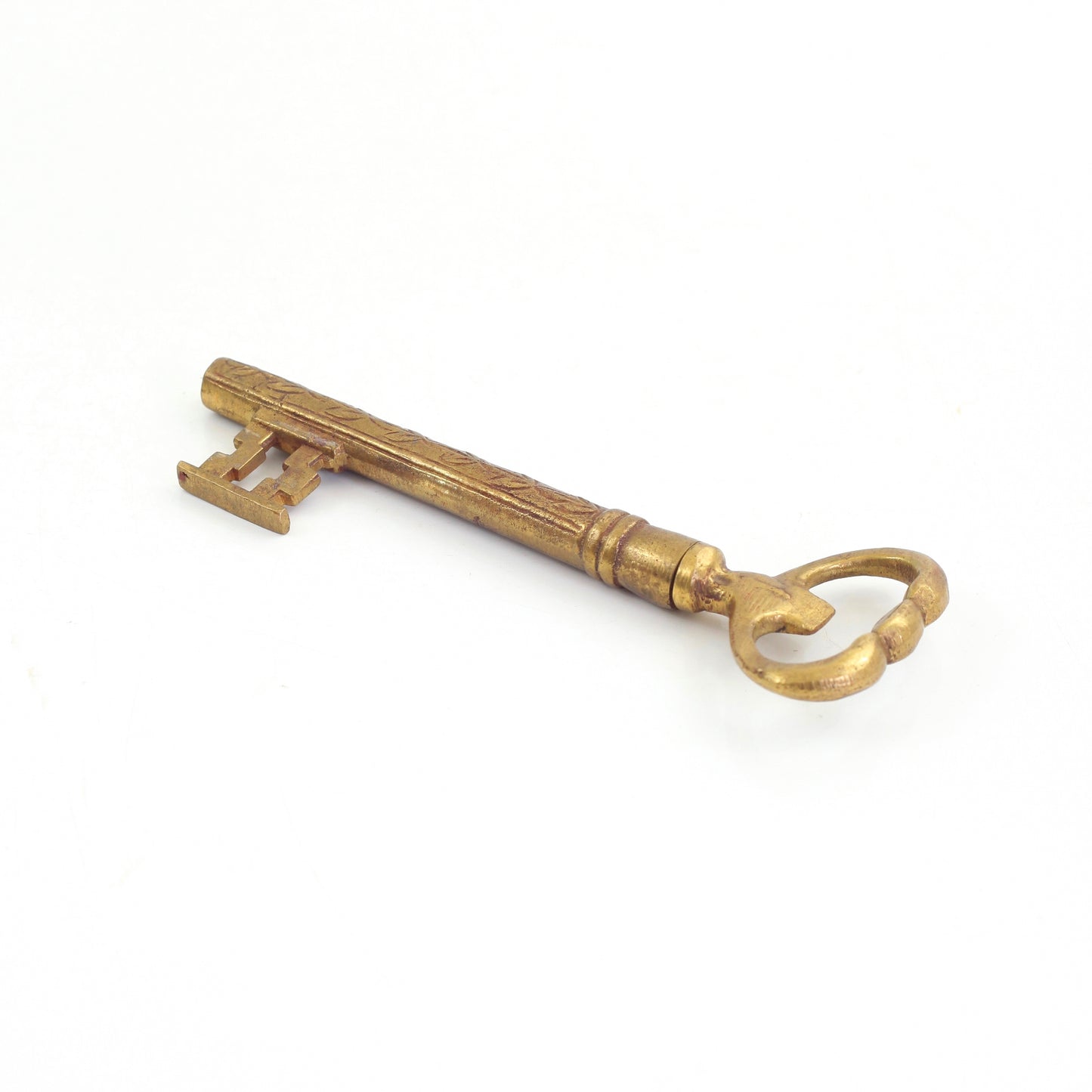 SOLD - Vintage Brass Skeleton Key Corkscrew / Bottle Opener