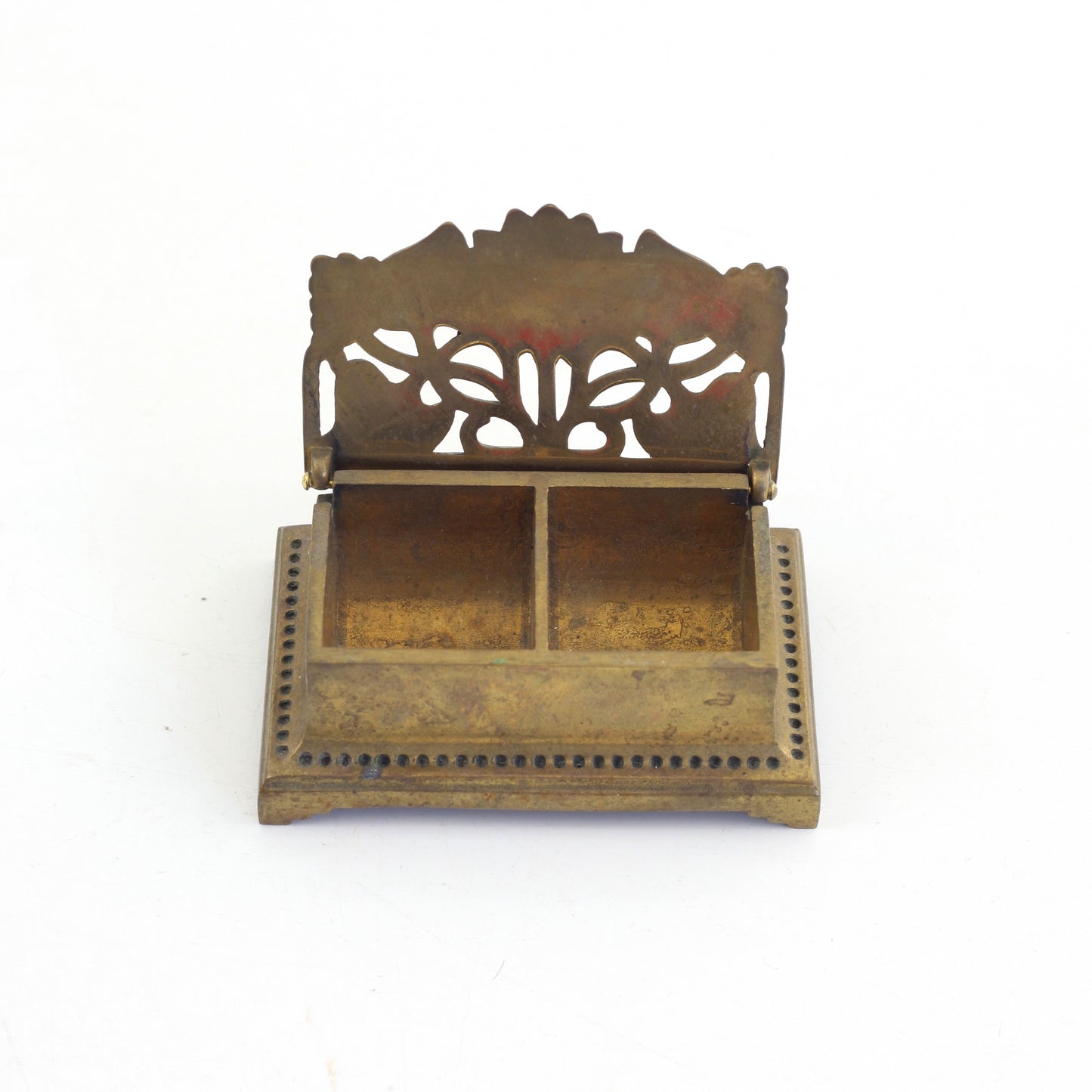SOLD - Vintage Brass Sunflower Stamp Holder / Vintage Brass Trinket Box