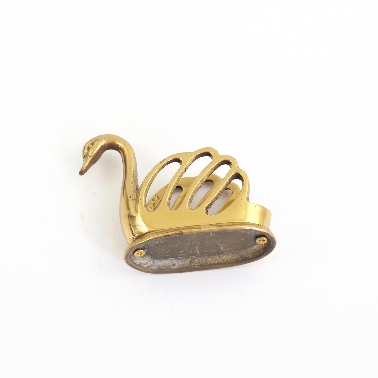 SOLD - Mid Century Brass Swan Business Card Holder
